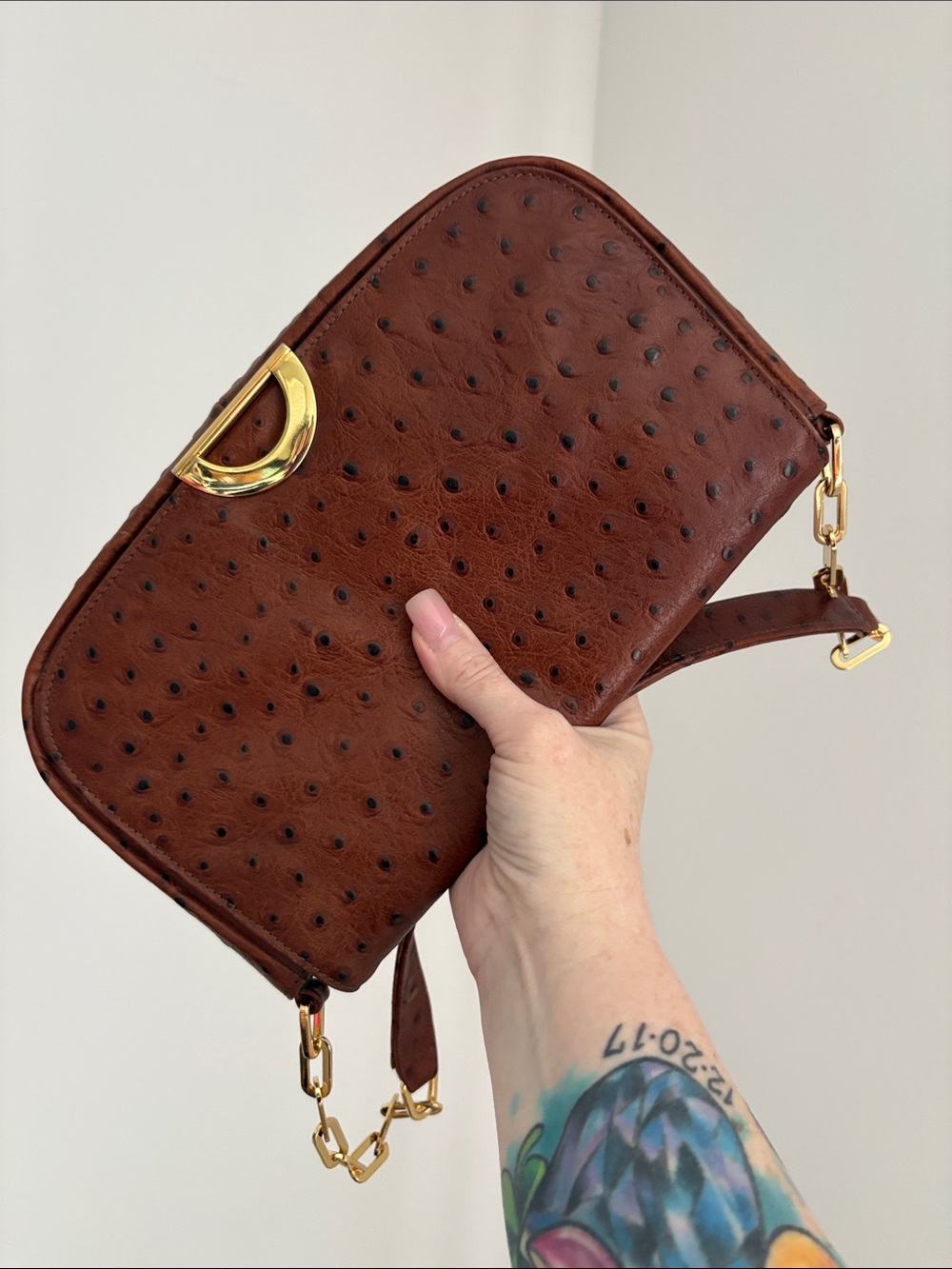 Paul Joseph Park Ave NY Ostrich Brown Purse